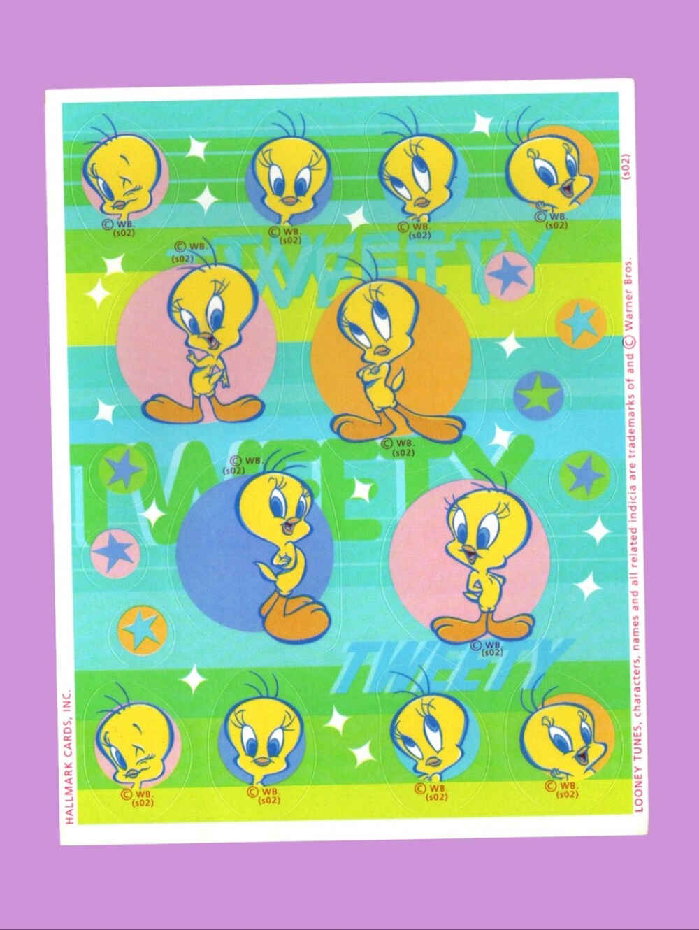 Hallmark x Looney Tunes Tweety Bird Vintage 2002 Sticker Sheet